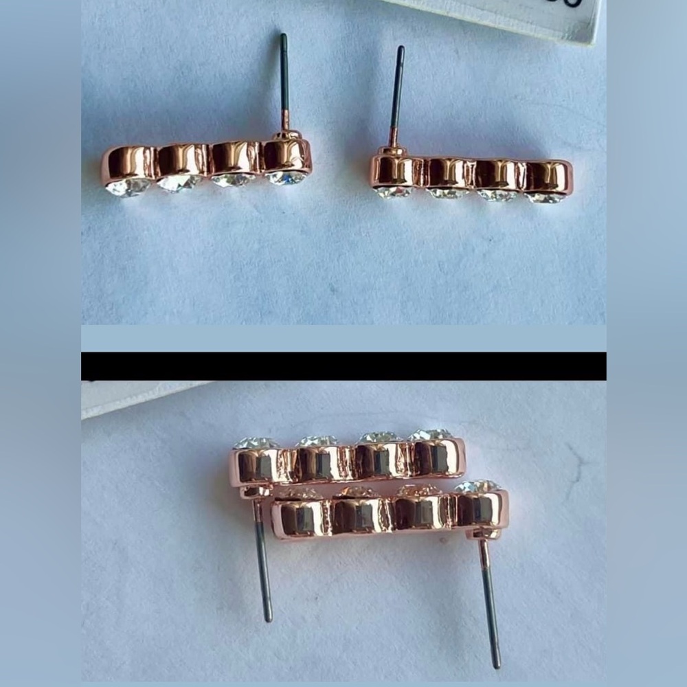 Swarovski crystal (NWT) rose gold plated pierced earrings jewelry - Picture 14 of 17